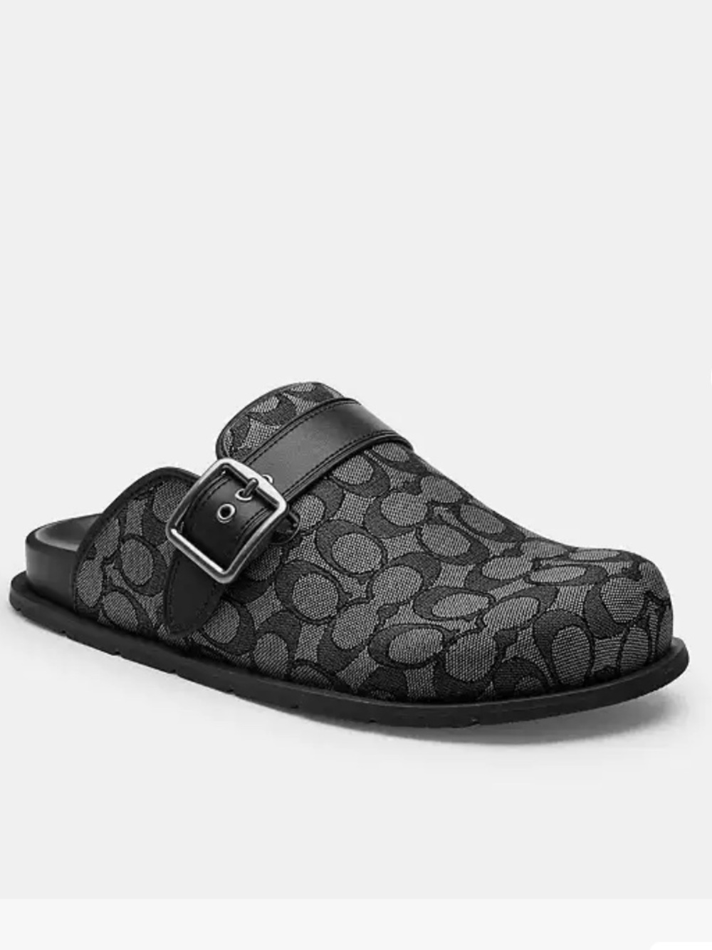 Coach Buckle Clogs in Graphite/Black Signature Jacquard